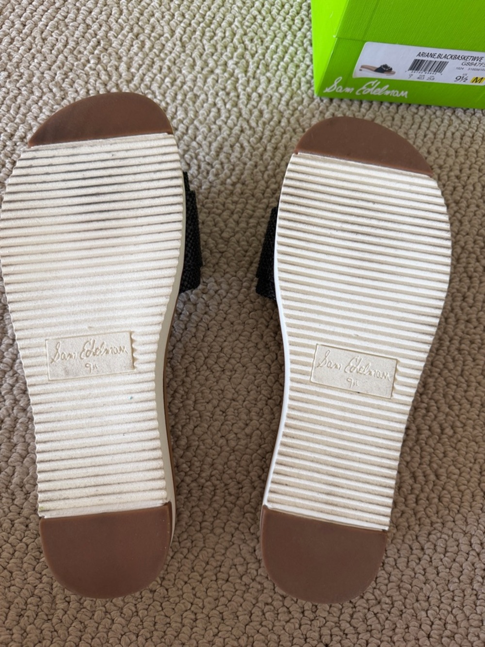 Sam Edelman Black Woven Wedge Slide with Tortoiseshell Buckle (Ariane) - Picture 8 of 9